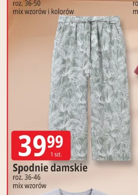 Spodnie damskie Tissaia wzorzyste promocja w Leclerc
