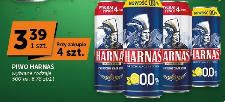 Piwo bezalkoholowe Harnaś Orzeźwiająca Cytryna promocja w Groszek