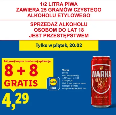 Piwo classic 500ml promocja w Lidl