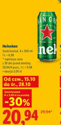 Piwo Heineken 6-pak 500 ml promocja w Lidl