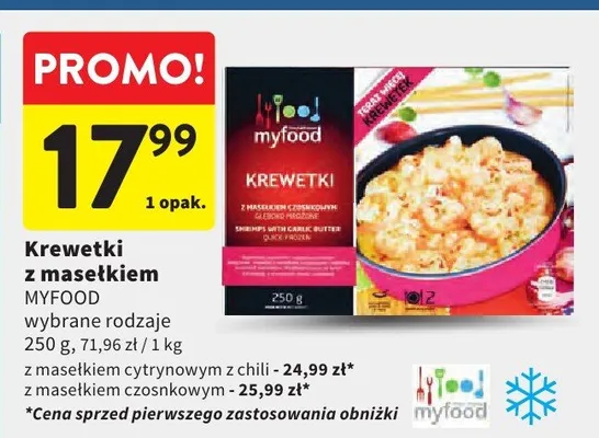 Krewetki z masełkiem wybrane rodzaje promocja w Intermarche