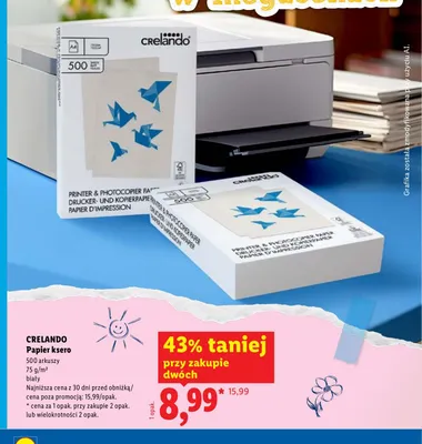 Papier ksero Crelando biały 500 arkuszy promocja w Lidl