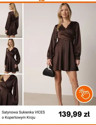Satynowa sukienka Vices o kopertowym kroju promocja w Born2be