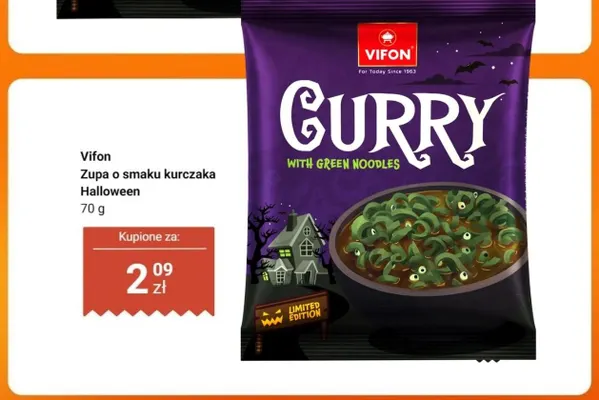 Zupa o smaku kurczaka Halloween Vifon promocja w Dino