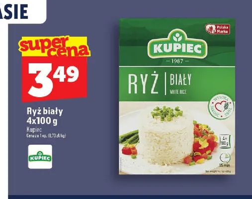Ryż biały Kupiec 4-pak 100g promocja w TOPAZ