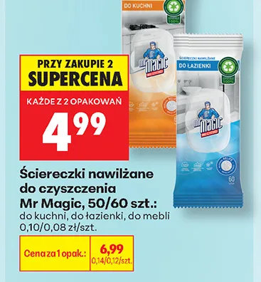 Ściereczki nawilżane do czyszczenia Mr Magic promocja w Biedronka