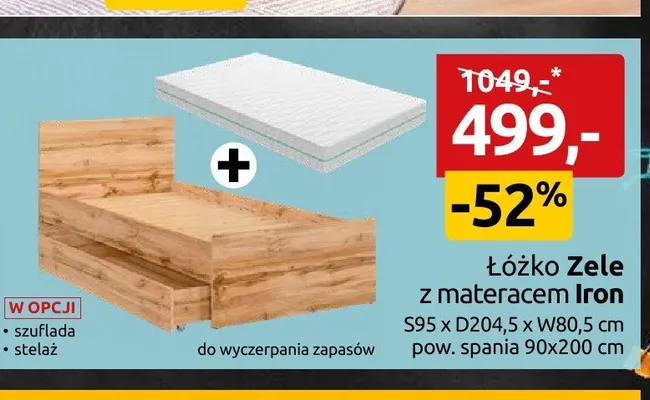 Łóżko Zele z materacem Iron Black Red White promocja w Black Red White
