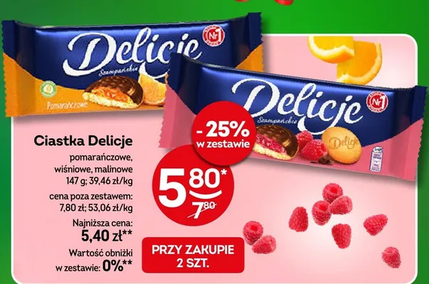 Ciastka pomarańczowe, wiśniowe, malinowe promocja w Żabka