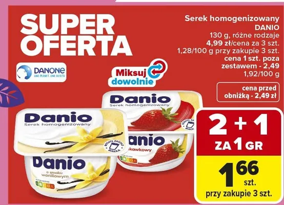 Serek homogenizowany Danio promocja w Carrefour Market