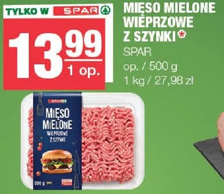 Mięso mielone wieprzowe z szynki Spar promocja w SPAR