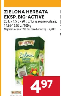 Zielona herbata ekspresowa Big-Active promocja w Stokrotka