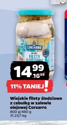 Wiejskie filety śledziowe z cebulką w zalewie olejowej Corsarro promocja w Netto