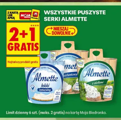 Puszysty serek Almette lekki naturalny promocja w Biedronka