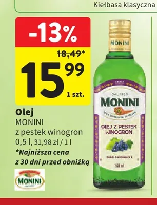 Olej z pestek winogron Monini promocja w Intermarche