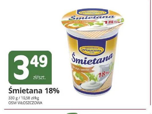 Śmietana Włoszczowa 18% promocja w Marketvita