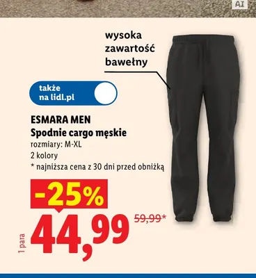 Spodnie cargo męskie promocja w Lidl