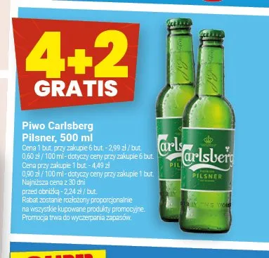 Piwo Carlsberg Pilsner 500ml promocja w Twój Market