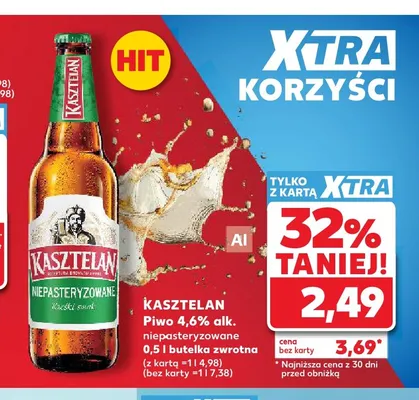 Piwo Kasztelan Niepasteryzowane 500 ml promocja w Kaufland