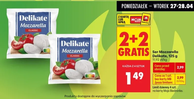Ser Mozzarella Classic Delikate promocja w Biedronka
