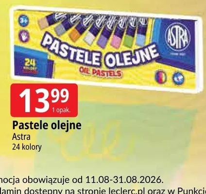 Pastele olejne Astra 24 kolory promocja w Leclerc