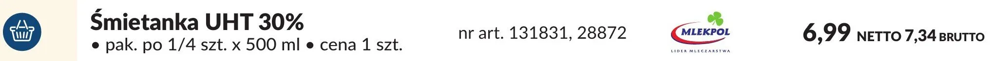 Śmietanka UHT 30% promocja w Makro