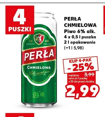 Piwo Perła Chmielowa 4-pak promocja w Kaufland