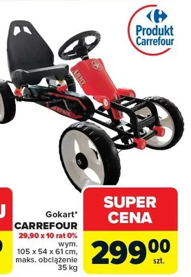 Gokart Carrefour 105x54x61cm maks. obciążenie 35kg promocja w Carrefour