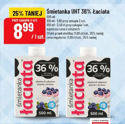 Śmietanka UHT 36% Łaciata promocja w POLOmarket