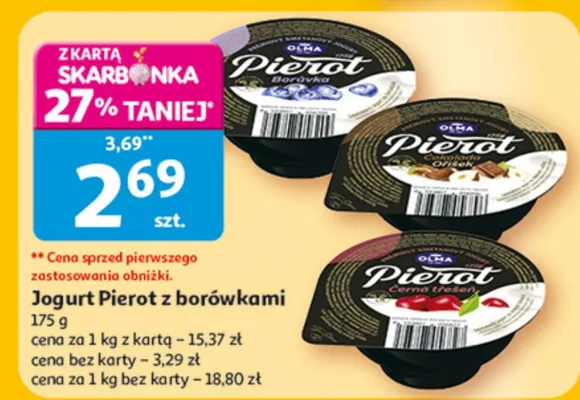 Jogurt Pierot z borówkami promocja w Auchan