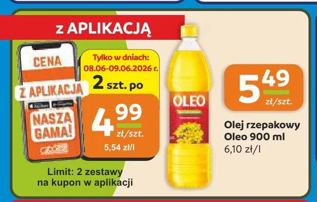 Olej rzepakowy Oleo 900ml promocja w Społem Częstochowa