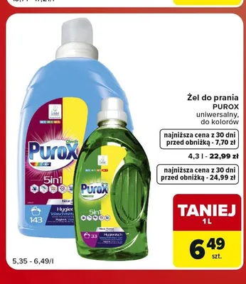 Żel do prania Purox uniwersalny promocja w Carrefour Market