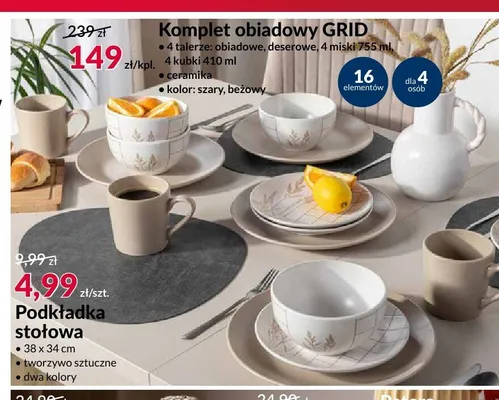 Komplet obiadowy Grid promocja w Salony Agata