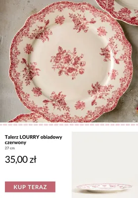 Talerz obiadowy LOURRY czerwony 27 cm promocja w Homla