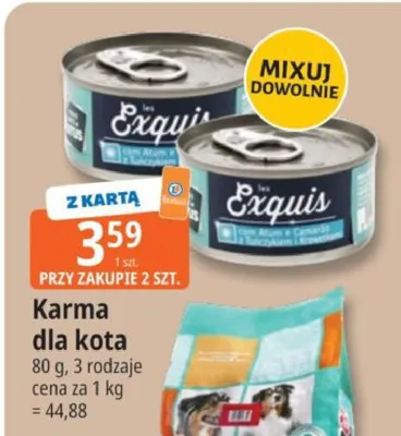 Karma dla kota Exquis con Atum e Canarás z Tuńczykiem i Krewetkami promocja w Leclerc