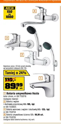Bateria z wężem i słuchawką prysznicową Vesto promocja w OBI