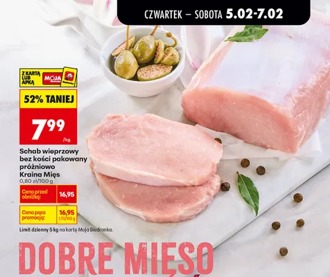 Schab wieprzowy bez kości pakowany próżniowo promocja w Biedronka