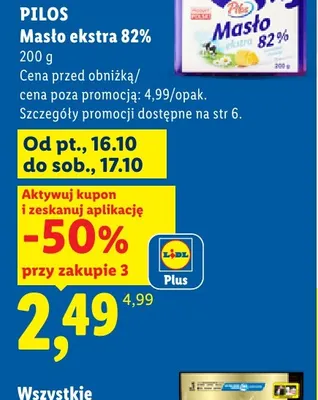 Masło ekstra Pilos 82% promocja w Lidl