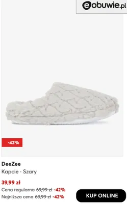 Kapcie szary DeeZee promocja w eobuwie.pl