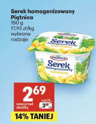 Serek homogenizowany waniliowy Piątnica promocja w Delikatesy Centrum