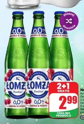 Napój piwny Łomża Radler promocja w Dino