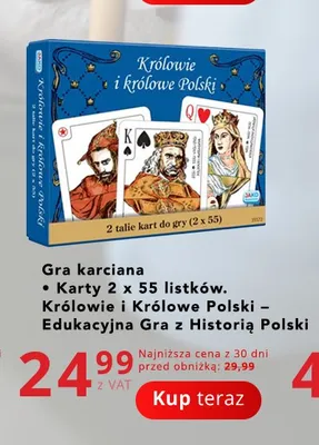Gra karciana Królowie i Królowe Polski Jako promocja w Poczta Polska