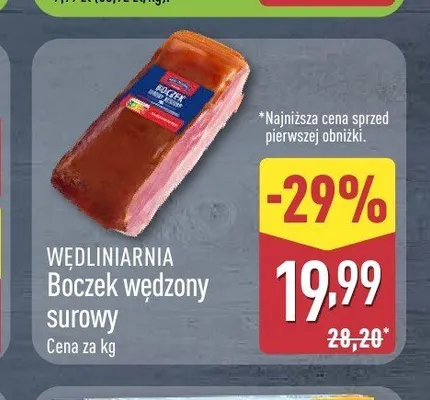 Boczek wędzony surowy Wędliniarnia promocja w Aldi