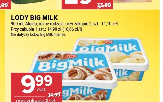 Lody Big Milk promocja w Stokrotka