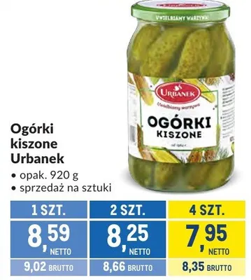 Ogórki kiszone Urbanek promocja w Makro