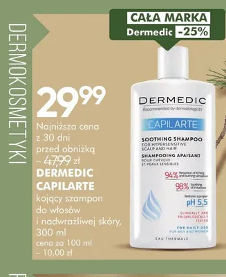 Dermedic Capilarte kojący szampon do włosów i nadwrażliwej skóry promocja w Super-Pharm