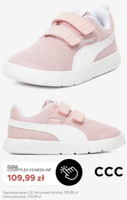 Buty dziecięce Puma Courtflex V3 Mesh Inf promocja w CCC