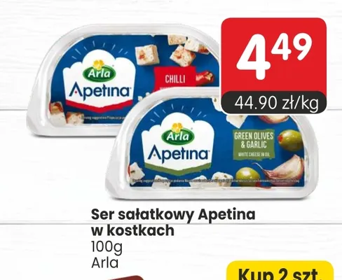 Ser sałatkowy w kostkach Apetina z zielonymi oliwkami i czosnkiem promocja w Market Point