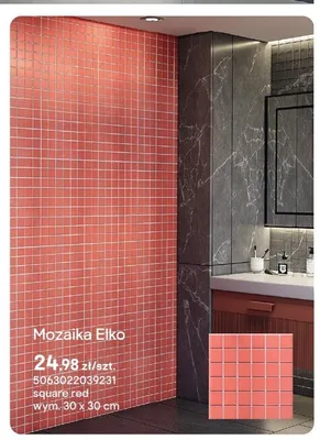 Mozaika Elko GoodHome square red promocja w Castorama