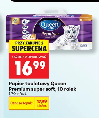 Papier toaletowy Queen Premium super soft promocja w Biedronka