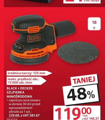 Szlifierka mimośrodowa Black + Decker promocja w Selgros